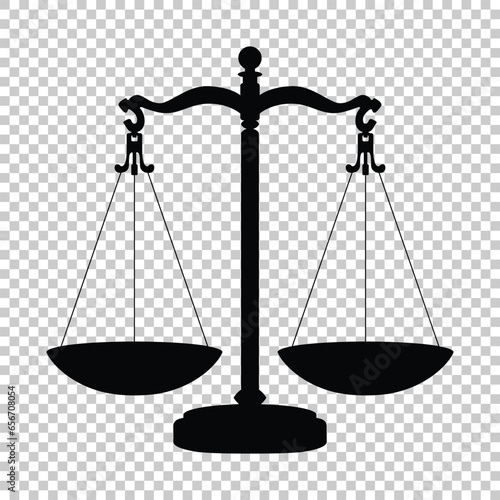 Scale of justice symbol isolated on transparent background. The scale of justice. Represents the court.