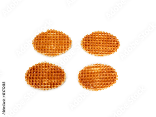 Belgian waffles isolated on white background. Belgian waffles close up.