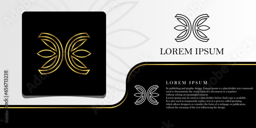 Flower logo design, golden logo, luxury logo, creative logo, vector illustration