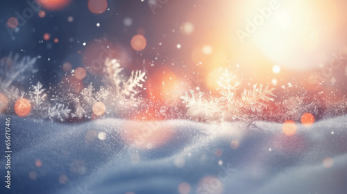 Arri  re-plan de conception graphique et cr  ation avec neige et flocons de neige. Ambiance froide  hivernale  festive. 