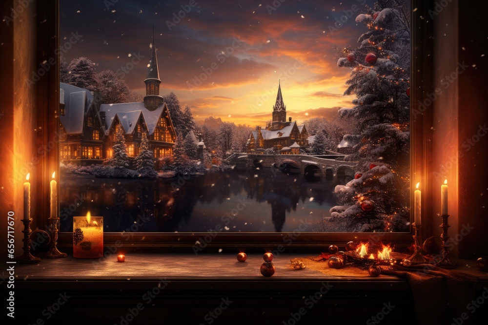 "Candlelight and Cheer: Embracing a Cozy Christmas" AI generated. Stock-Illustration  Adobe Stock
