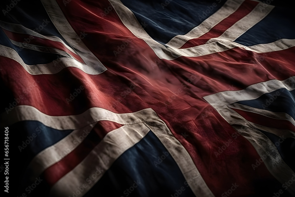 Waving grunge united Kingdom flag, independence day - obrazy, fototapety, plakaty 