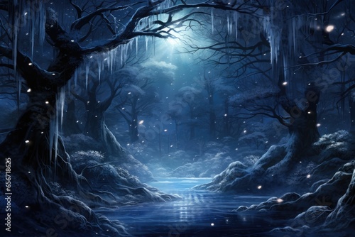 "Enchanted Winter Forest: Where Magic Meets Nature" AI generated.