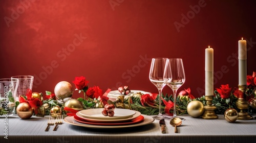 "Clean Lines and Cheerful Tidings: Holiday Table" AI generated.