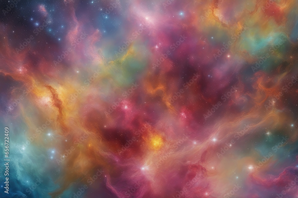 Naklejka premium Full-color spectrum in galactic space illustration