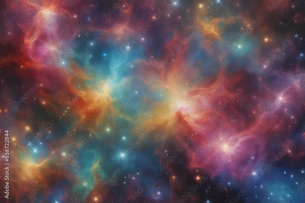 Naklejka premium Full-color spectrum in galactic space setting