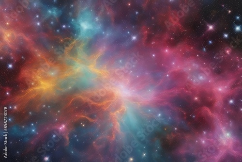 Rainbow galaxy space with colorful stars