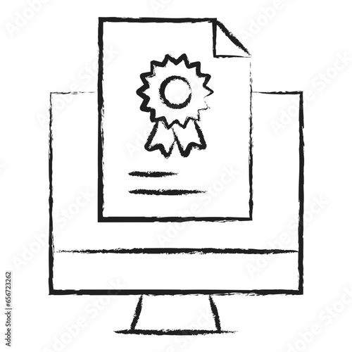 Hand drawn Monitor Certificate icon