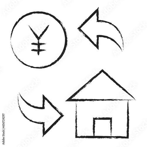 Hand drawn Yen Home Cost icon