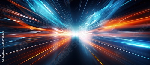 Abstract motion blur high speed technology displayed on a screen with copyspace for text
