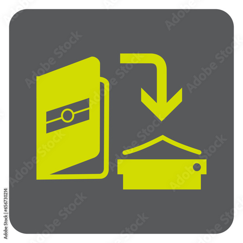 Vector graphic of sign instructing to open and scan your passport
