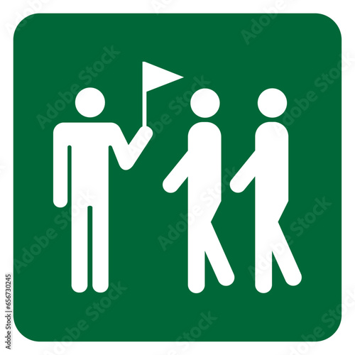 Vector graphic of sign indicating a tour group meeting point