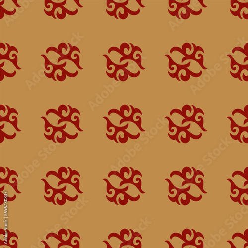 Decorative Asian Folk Seamless Pattern. Ornament of Asian Nomads: Kyrgyz, Kazakhs, Bashkirs, Tatars, Yakut, Mongols. Ethnic Vector Illustration for Paper Products, Textiles.