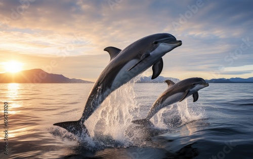 Dolphins jumping out of the water © AZ Studio