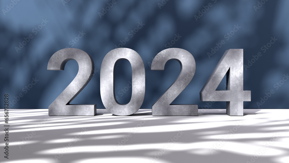2024 3d number. 2024 concept with concrete number. 3d render ...