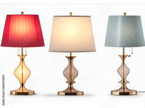 Different stylish table lamps isolated on white background