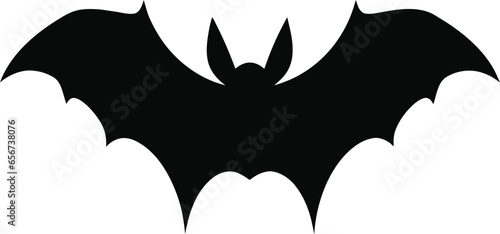 Vector black bat template for bunting and decoration. Vampire animal silhouette isolated on white. Halloween hanging decor