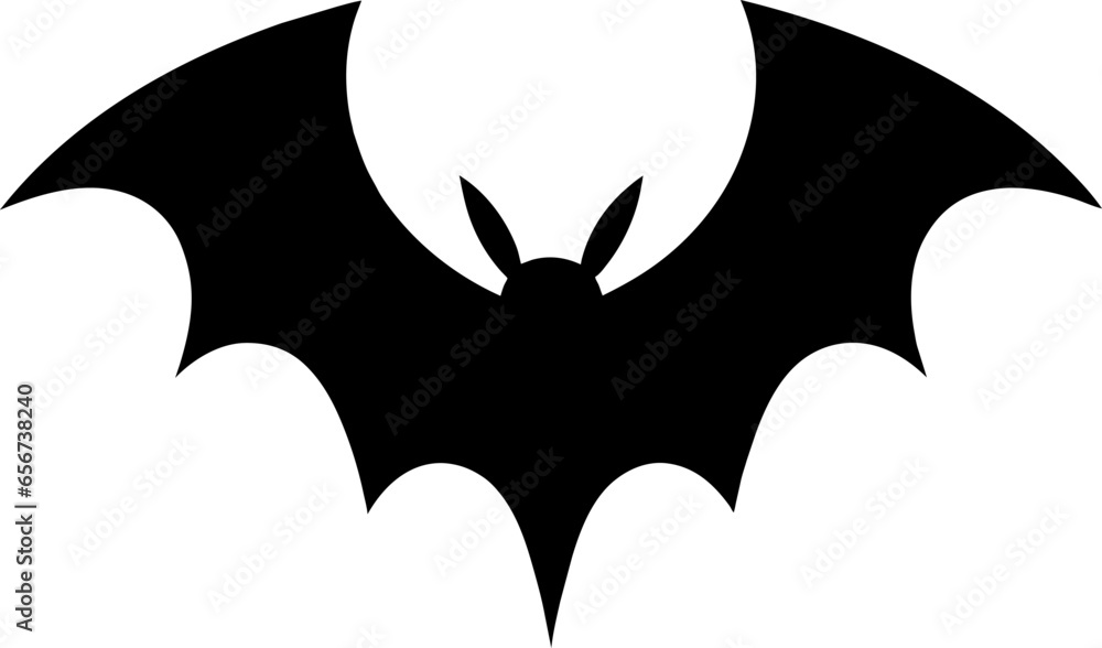 Dark silhouette of bat with open wings. One of Halloween holiday symbol on white background Dark silhouette of bat with open wings. One of Halloween holiday symbol on white background