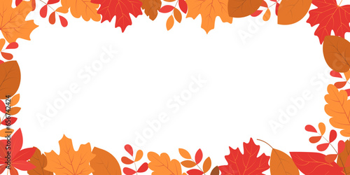 Autumn leaves frame with copy space for text