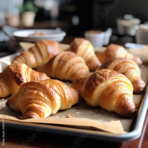 A tray of warm Buttery Croissants © ME_Photography
