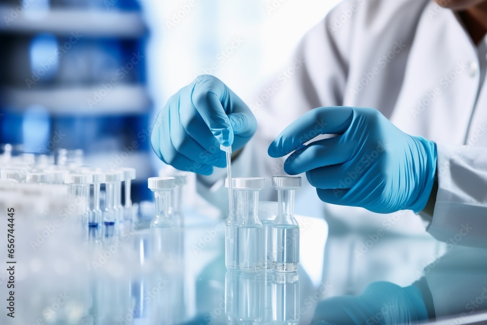Close up of the hand of a laboratory worker. Close up of the hand of a laboratory worker.
