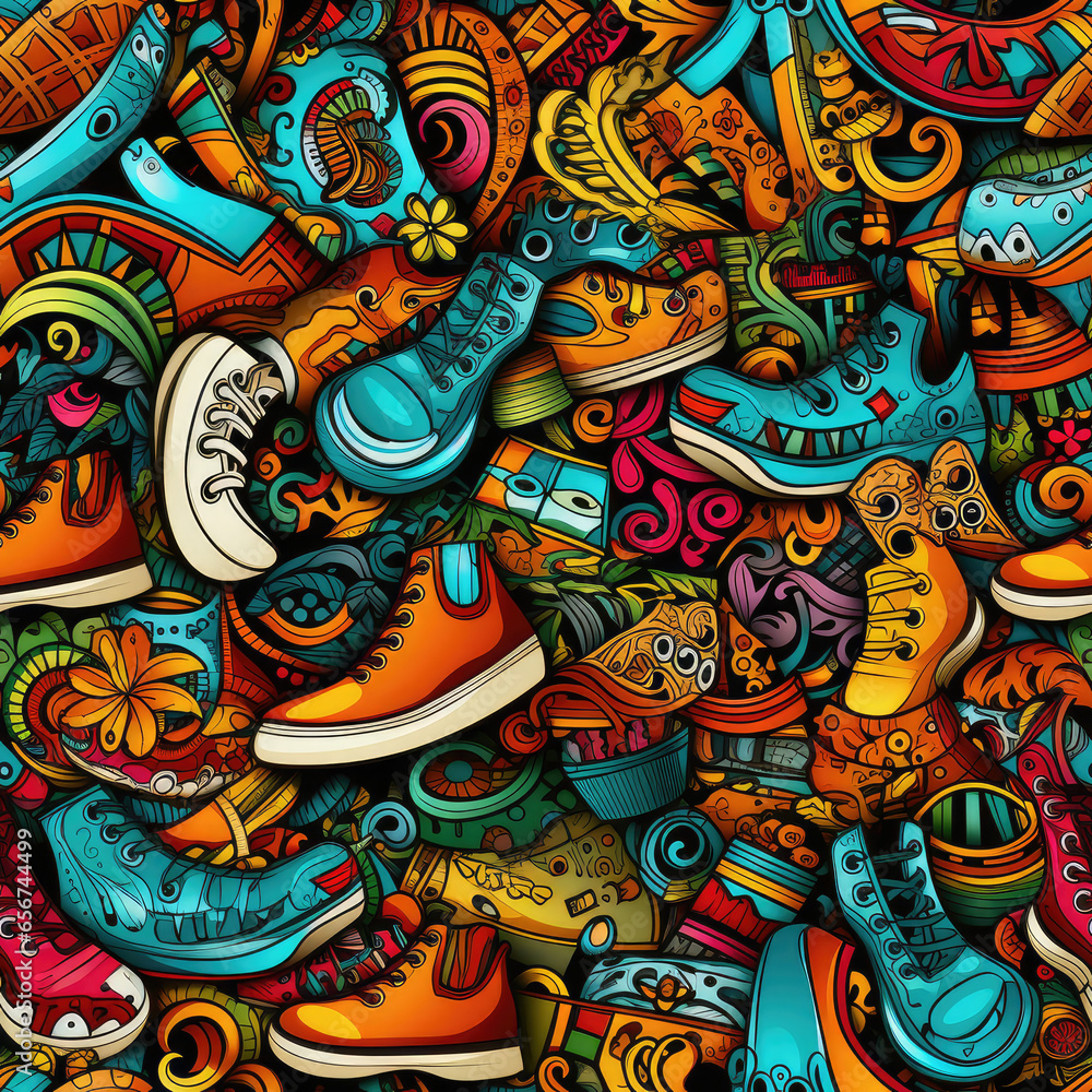 Shoes cartoon repeat pattern fashion stylish