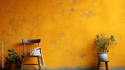 Marigold Yellow Tadelakt Wall Texture Background photo