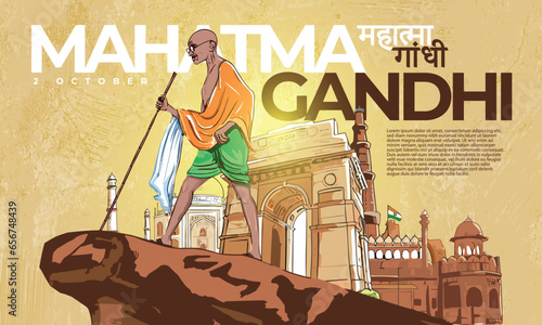 Gandhi Statue With India Famous Places