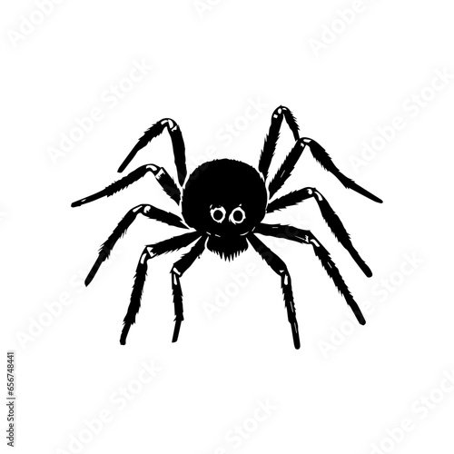 woodcut print white background bw - a spider