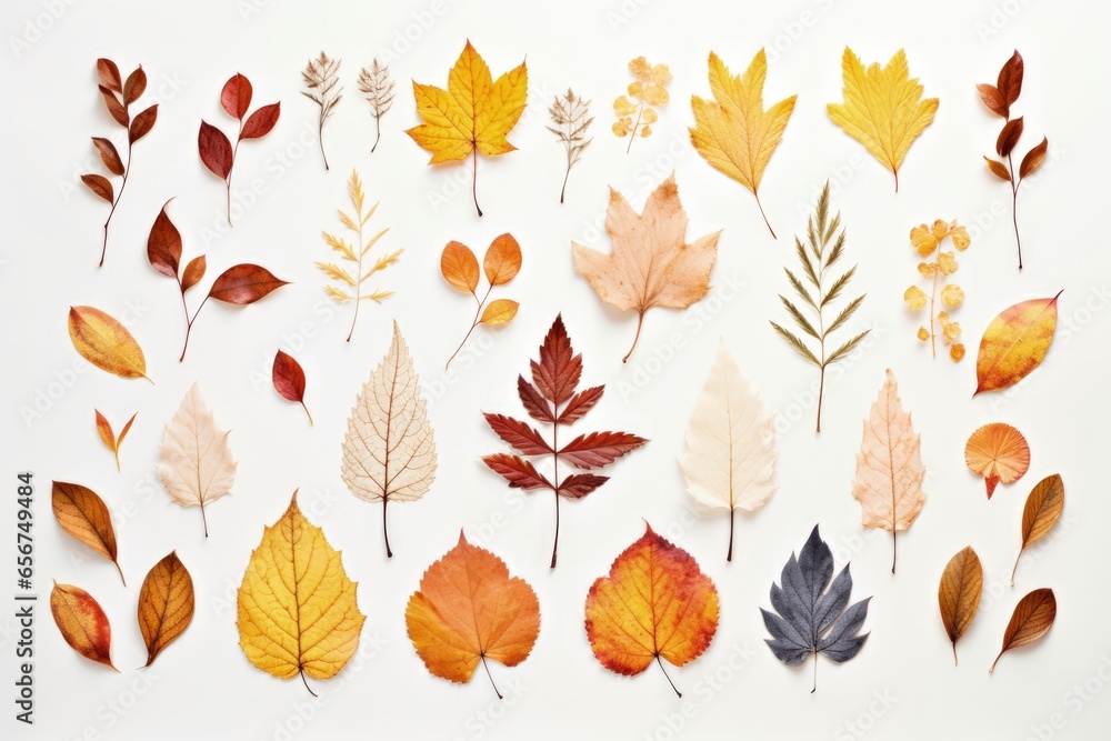 Fototapeta premium Autumn leaves on a white background