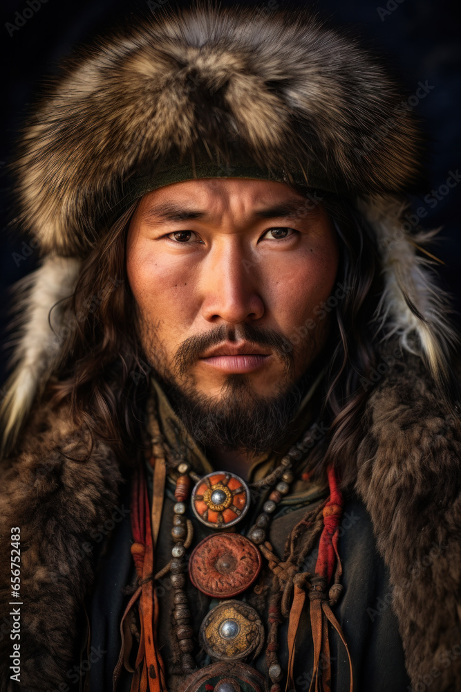 Mongolian man in traditional dress. Mongolian man in traditional dress.