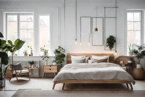 a Scandinavian bedroom with a focus on sustainable and eco-friendly furniture options