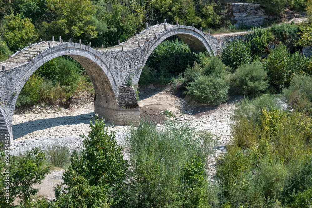 Medieval Plakidas Bridge at Pindus Mountains, Greece