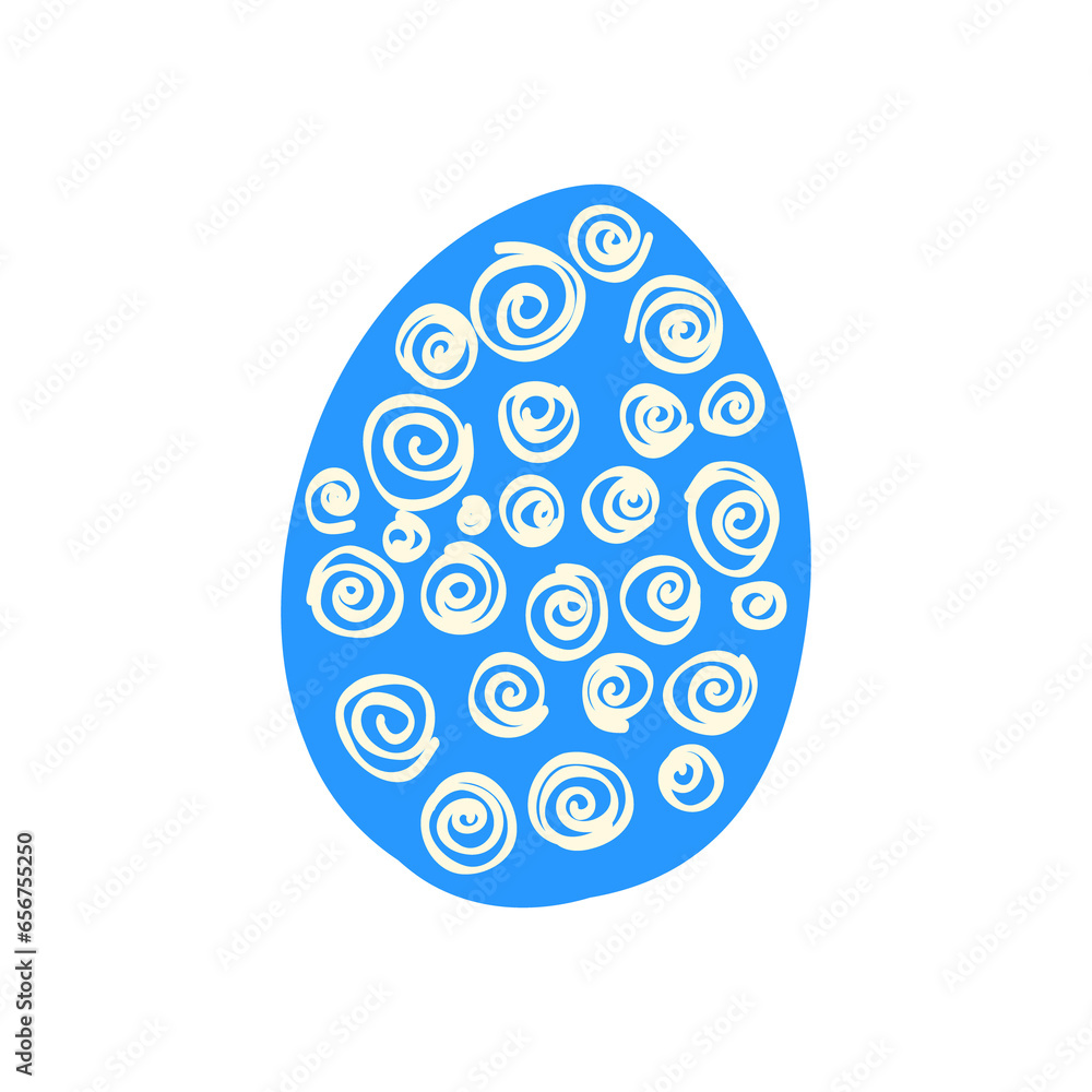 Blue decorated egg with spring decorations. Illustration in doodle style Blue decorated egg with spring decorations. Illustration in doodle style