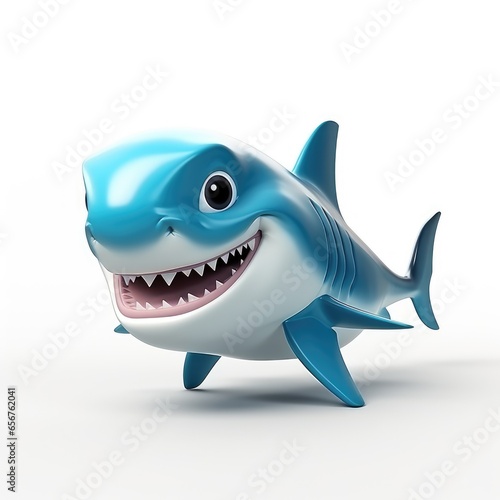 shark characters and 3D objects made in minimalist styles on an isolated background  Pre-school education of children on colorful 3D pictures used as the alphabet