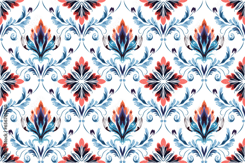 Abstract ethnic pattern flower design. Aztec fabric boho mandalas textile wallpaper. Tribal native motif African American sari elegant embroidery vector background 