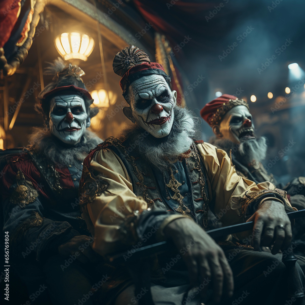 Evil clowns at the carnival of nightmares