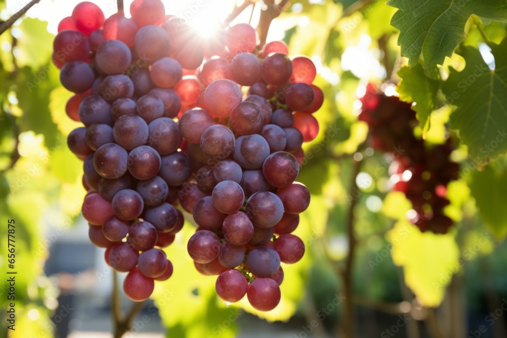 Appetizing ripe grapes during harvest. Background with selective focus and copy space Appetizing ripe grapes during harvest. Background with selective focus and copy space