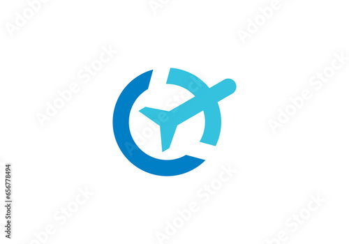 airplane logo design. travel holiday tour transport symbol icon vector graphic.