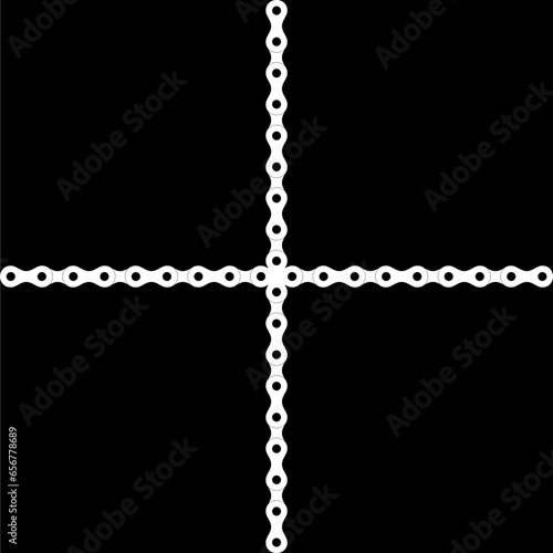 Composition of the Silhouette of the Chain for Motorcycle, Bike or Bicycle, Machinery, can use for Art Illustration, Logo Type, Pictogram, Website or Graphic Design Element. Vector Illustration 
