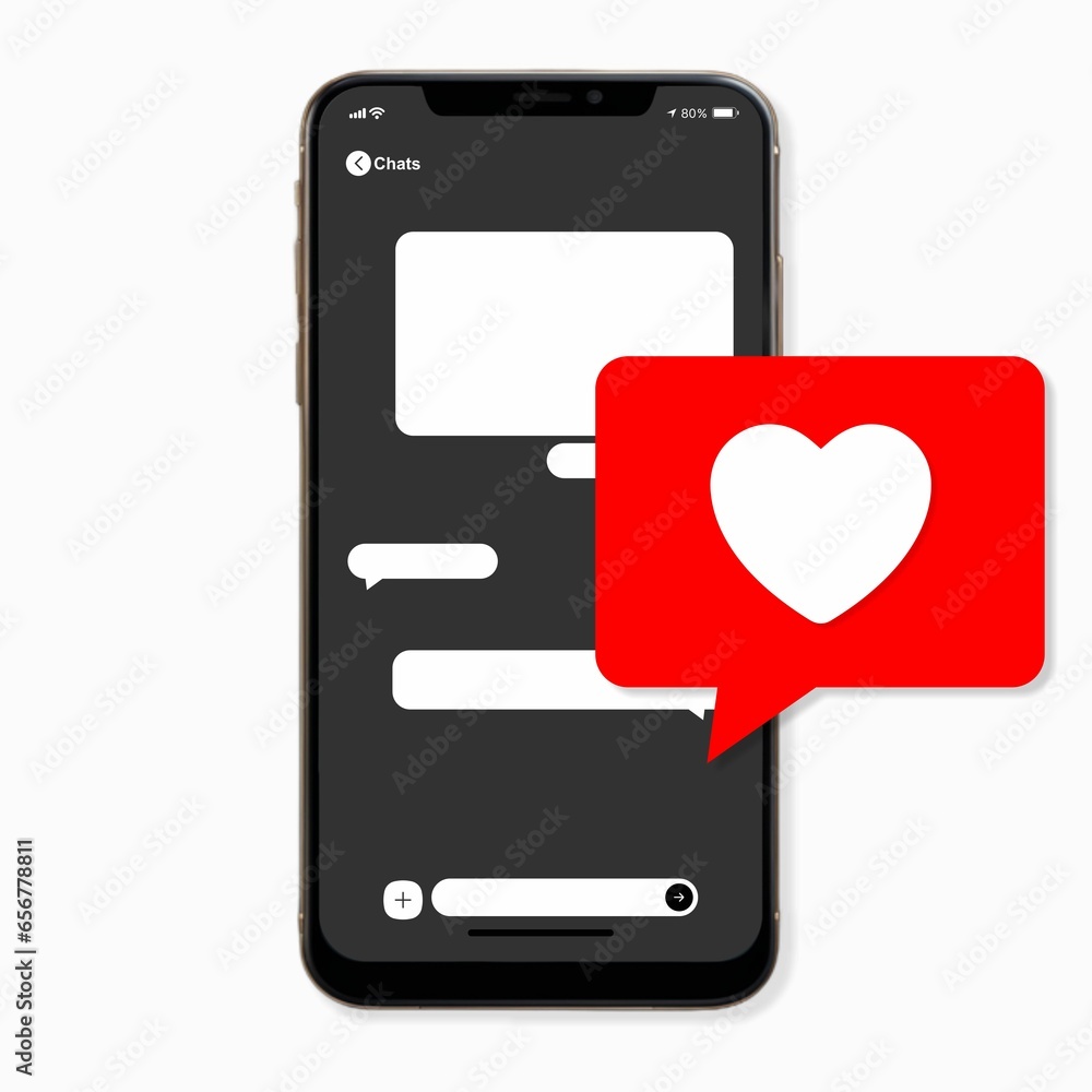 Mobile chat application. user interface love concept Mobile chat application. user interface love concept