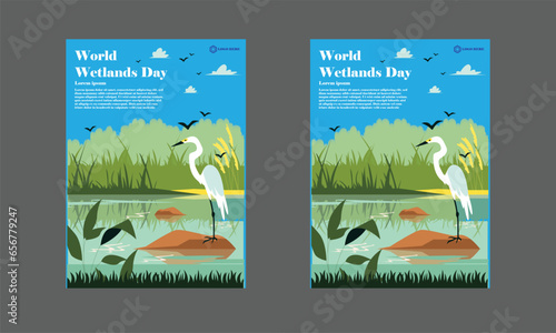 Simple flat victor World Wetlands Day design