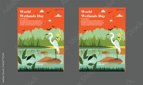 Simple flat victor World Wetlands Day design