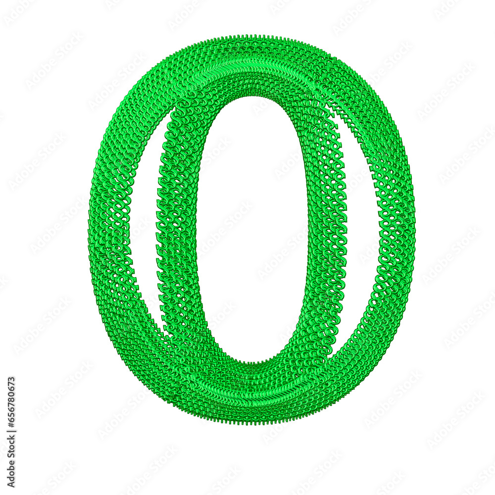 Symbol made of green dollar signs. letter o Symbol made of green dollar signs. letter o