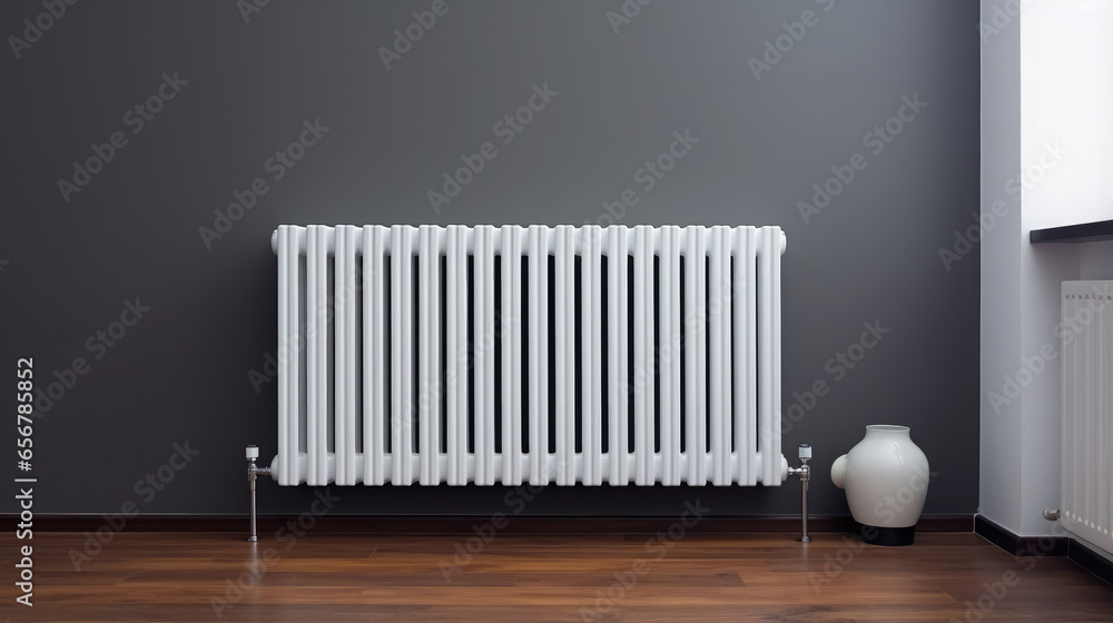 Generative AI, steel panel vertical heating radiator in the interior ...
