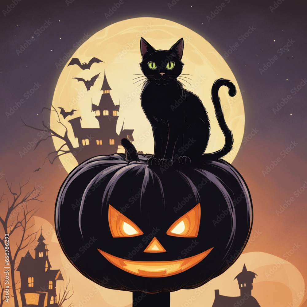 halloween background with cat halloween background with cat