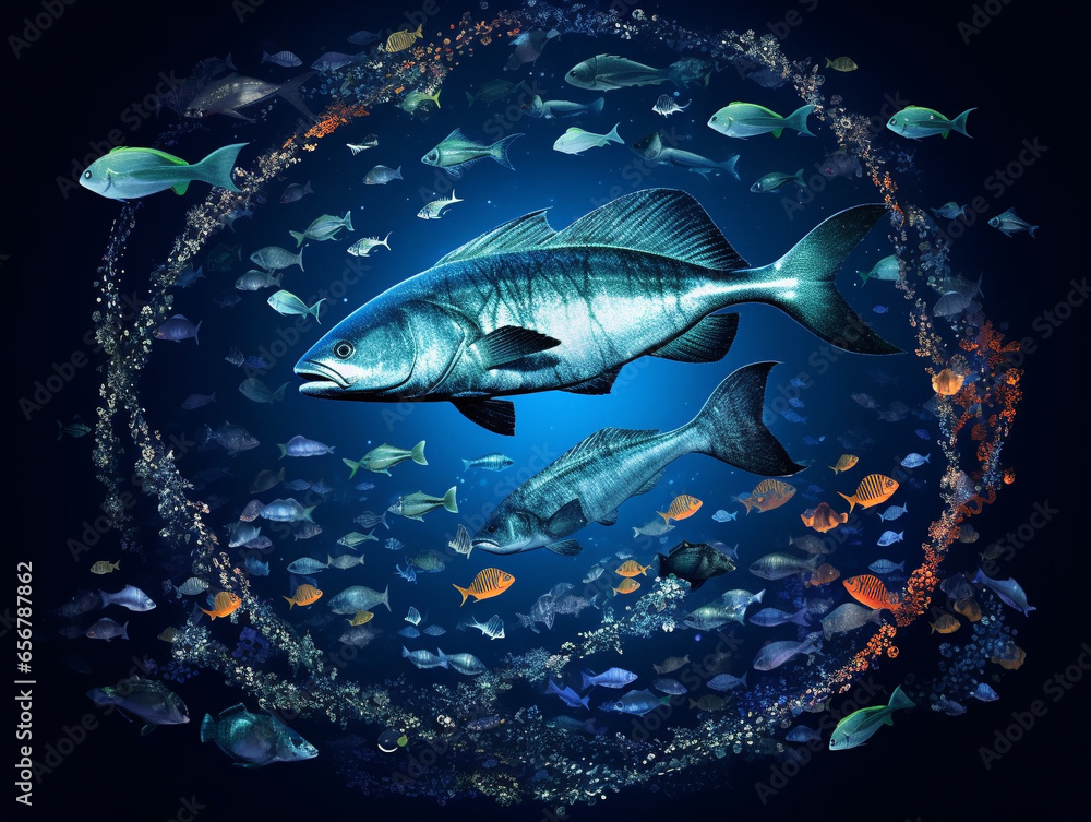 Naklejka premium enetic Currents: Navigating the Seas of Big Data with the Marine Fish Gene