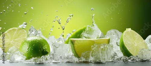 Cold Caipirinha with fresh lime and ice photo