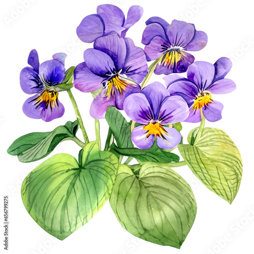Namalowane fioletowe bratki ilustracja
