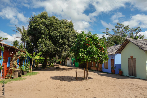 colored houses in Caraiva, coastal and riverside community located in Porto Seguro, Bahia, Brazil © Caio
